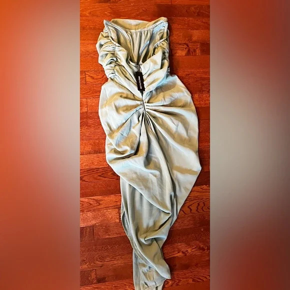 PrettyLittleThing Sage Green Draped Pencil Skirt - Picture 4 of 7